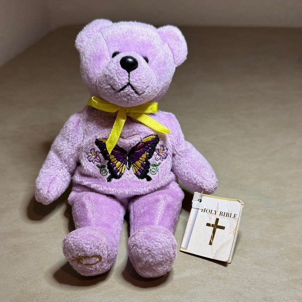 Holy Bible - Eternity - Butterfly Bear Purple Bear with Butterfly Embroidery